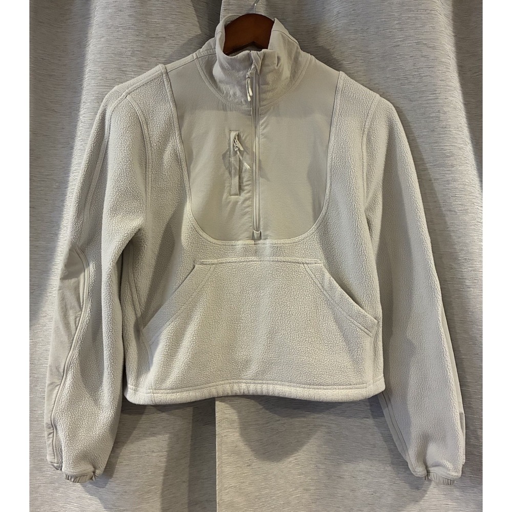Lululemon Fleece Ripstop Hiking Pullover Jacket Womens 2 Bone White
